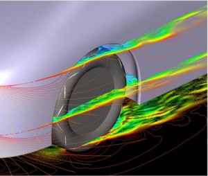新形状のエアロダイナミクスタイヤの空気の流れのイメージ
