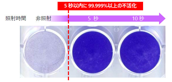 深紫外線の照射による新型コロナウイルス不活化の様子