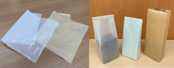 「プランティック」紙コート用樹脂グレードを用いた紙製包装材