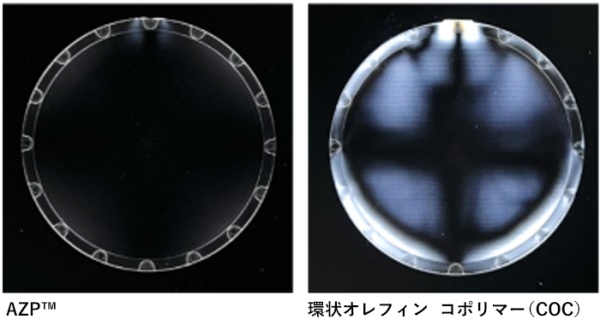 射出成形レンズの偏光観察