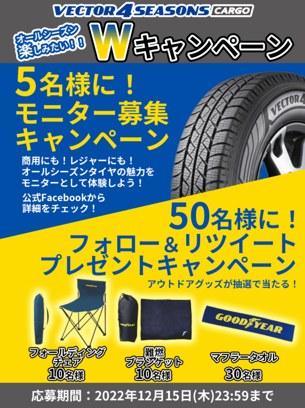 グッドイヤーがモニター募集　オールシーズンタイヤ