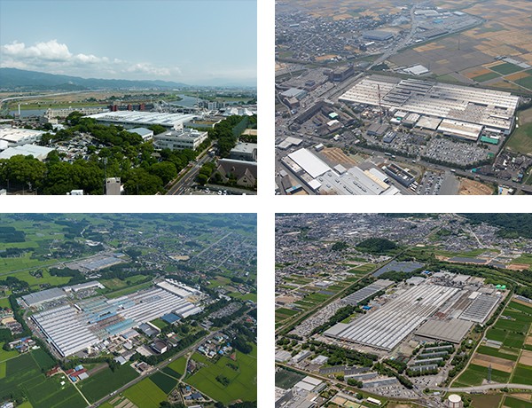 認証を取得した久留米工場（左上）、鳥栖工場（右上）、栃木工場（左下）、彦根工場（右下）