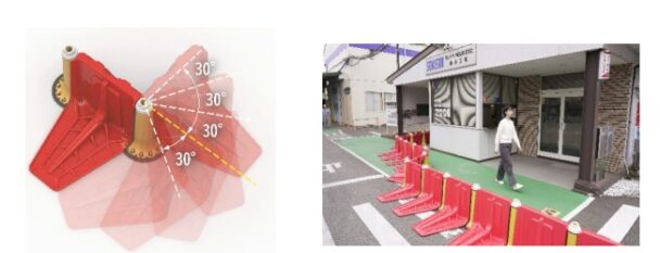 本体の差し込み位置を変えるだけで設置角度を変更でき、さまざまな設置形状が可能