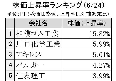 週間ゴム株価変動2024