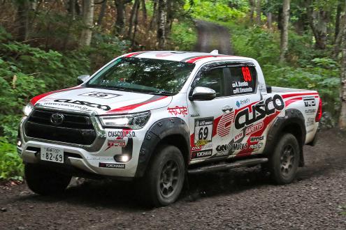 ＸＣー２クラスで優勝した番場彬選手／梅本まどか選手組の「クスコ ＹＨジオランダー ハイラックス」