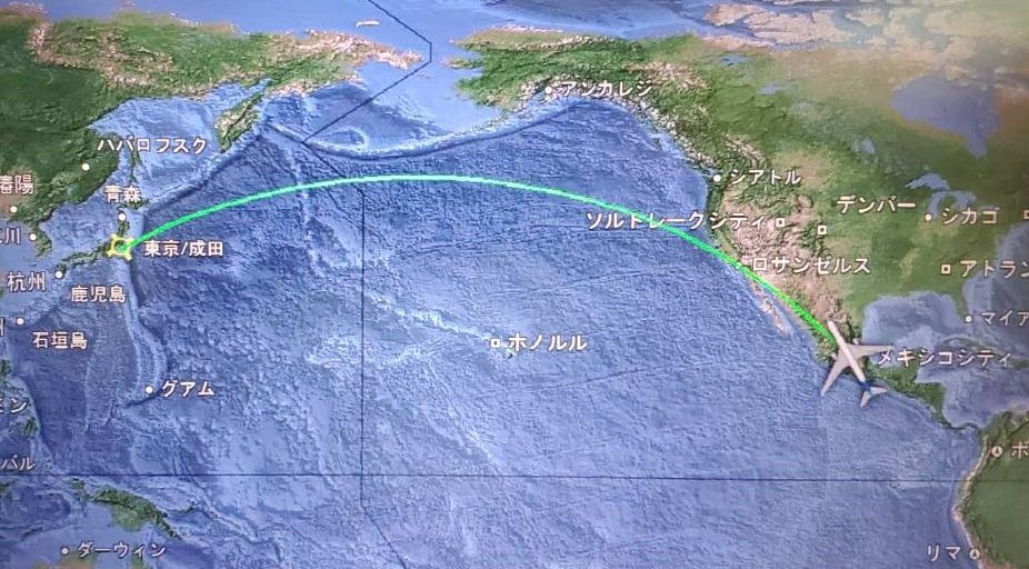 メキシコから日本までフライトは１４時間