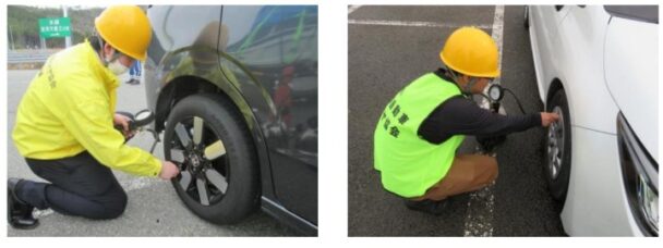 タイヤ点検の様子