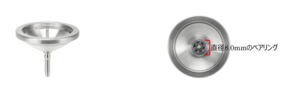 左:本製品、右:本製品に搭載されたNSKマイクロプレシジョン製の精密ベアリング(外径8・0mm)